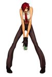  alcohol beer breasts gloves large_breasts midriff necktie nona official_art red_hair short_hair snk solo the_king_of_fighters the_king_of_fighters_2001 vanessa_(king_of_fighters) 