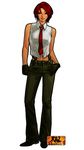  gloves highres hiroaki_(kof) midriff necktie official_art red_hair short_hair snk solo the_king_of_fighters the_king_of_fighters_xi vanessa_(king_of_fighters) 