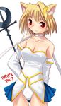  animal_ears arcueid_brunestud bad_anatomy bare_shoulders blonde_hair breasts cat_ears cleavage elbow_gloves gloves hoshikuzu_junction magical_girl medium_breasts phantas-moon red_eyes solo tsukihime wand 