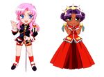  90s aiguillette artist_request chibi epaulettes himemiya_anthy multiple_girls official_art shoujo_kakumei_utena sword tenjou_utena weapon white_background 