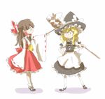  apron bangs black_bow black_eyes black_footwear black_hair black_hat black_skirt black_vest blonde_hair blue_eyes bow braid broom carrying_over_shoulder cravat detached_sleeves full_body gohei hair_bow hair_tubes hakurei_reimu half_updo hand_on_hip hat hat_bow hat_ribbon hitting holding holding_broom kirisame_marisa legs_apart legs_together long_hair looking_at_another mary_janes mokeo multiple_girls one_eye_closed pantyhose profile red_bow red_ribbon red_skirt ribbon ribbon-trimmed_sleeves ribbon_trim shide shirt shoes short_sleeves single_braid sketch skirt socks standing touhou vest waist_apron white_apron white_background white_bow white_legwear white_ribbon white_shirt witch_hat 