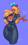 absurd_res anthro bethany_(jamoart) big_breasts bra bra_peek breasts capybara caviid cleavage clothed clothing denim denim_clothing ear_piercing ear_ring eyebrows female gesture hand_gesture hand_on_hip head_scarf hi_res jamoart jewelry mammal necklace open_mouth piercing pointing raised_eyebrow ring_piercing rodent solo thick_thighs underwear wide_hips