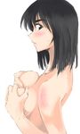  black_eyes black_hair breasts cosaten covering covering_breasts large_breasts nude school_rumble short_hair solo suou_mikoto 