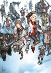  6+boys 6+girls :d ;d adventurer_(ff11) afumau_(final_fantasy) aldo_(ff11) arciela_v_adoulin arm_up armor arms_up bare_shoulders beard black_armor black_gloves black_hair black_helmet black_mage_(final_fantasy) black_pantyhose blonde_hair blue_eyes blue_headband bodysuit bow_(weapon) breasts brown_hair brown_mittens cait_sith_(final_fantasy) cleavage closed_mouth collarbone commentary cropped_shirt crossed_arms dancer_(final_fantasy) dark-skinned_female dark-skinned_male dark_skin earrings elf elvaan eyepatch facial_hair final_fantasy final_fantasy_xi fingerless_gloves galka gauntlets gilgamesh_(final_fantasy) gloves greaves grey_hair hand_on_own_hip hat headband helmet highres holding holding_bow_(weapon) holding_sword holding_weapon hume iroha_(ff11) japanese_clothes jewelry jumping kimono lilisette lion_(ff11) medium_breasts miniskirt mithra_(ff11) mittens moogle multiple_boys multiple_girls naora_yusuke navel ninja_(final_fantasy) official_art ojou-sama_pose one_eye_closed open_mouth orange_hair paladin_(final_fantasy) pantyhose pointy_ears prishe purple_hair red_bodysuit red_hair robe second-party_source semih_lafihna shantotto shirt shoulder_armor signature skirt smile summoner_(final_fantasy) sword tarutaru teeth tenzen_(ff11) turban ulmia upper_teeth_only warrior_(final_fantasy) weapon white_gloves white_kimono white_mage_(final_fantasy) witch_hat yellow_shirt zeid 