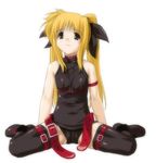  artist_request bare_shoulders belt blonde_hair fate_testarossa leotard long_hair lyrical_nanoha mahou_shoujo_lyrical_nanoha mahou_shoujo_lyrical_nanoha_a's red_eyes solo thighhighs twintails undone 