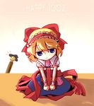  alice_margatroid artist_name blonde_hair blue_eyes book book_hug chibi grimoire grimoire_of_alice holding holding_book nightea sad short_hair solo touhou wrist_cuffs 