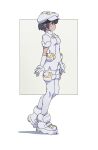  1girl absurdres aether_foundation_employee aether_foundation_uniform black_hair brown_eyes cabbie_hat dark-skinned_female dark_skin full_body gloves hat highres huanxiang_huifeng jumpsuit looking_to_the_side pantyhose pokemon pokemon_sm shoes short_hair short_sleeves simple_background solo standing turtleneck_jumpsuit white_background white_gloves white_hat white_jumpsuit white_pantyhose white_shoes 