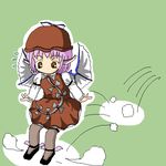  animal_ears artist_request brown_eyes brown_legwear dress hat jumping lowres mystia_lorelei oekaki pink_hair short_hair solo thighhighs touhou wings 