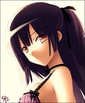  :&lt; black_hair brown_eyes collar long_hair lowres original ribbon solo zinno 