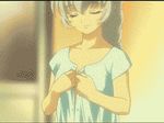  animated animated_gif bra full_metal_panic! gif_artifacts lingerie lowres panties screencap smile solo teletha_testarossa underwear underwear_only undressing 