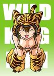  animal_costume animal_print bikini costume gloves helmet manabe_jouji paw_gloves paws solo swimsuit tail tiger tiger_costume tiger_print wild_kingdom 