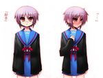  blue_sailor_collar blush cardigan confession glasses kita_high_school_uniform nagato_yuki pov sailor_collar school_uniform sequential serafuku shin_(new) short_hair suzumiya_haruhi_no_yuuutsu translated 