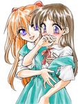  blush breast_grab breasts genderswap genderswap_(mtf) grabbing ikari_shinji lowres multiple_girls neon_genesis_evangelion school_uniform shin-chan small_breasts souryuu_asuka_langley yuri 