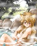  animal_ears cat_ears copyright_request manabe_jouji nude onsen solo 