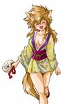  animal_ears blush cat_ears character_request copyright_request japanese_clothes kimono manabe_jouji short_kimono solo source_request tail 