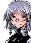  bespectacled braid glasses izayoi_sakuya short_hair silver_hair solo tao_(kadoya) touhou twin_braids 
