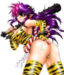  animal_print arched_back armpits ass bandaid bangs bare_shoulders bracelet breasts cleavage club copyright_request covered_nipples earrings elbow_gloves fang fingerless_gloves floating_hair from_side gloves hair_between_eyes hand_on_ass holding horns jewelry large_breasts leotard long_hair looking_at_viewer looking_back manabe_jouji multicolored_hair nail_polish oni over_shoulder pink_hair pink_nails pointy_ears print_legwear purple_hair red_eyes rope shide shiny shiny_hair sideboob sidelocks simple_background solo spiked_bracelet spiked_club spikes spread_legs tears thighhighs thong_leotard tiger_print two-tone_hair very_long_hair wavy_hair weapon weapon_over_shoulder white_background yellow_leotard 
