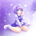  blue_eyes des hat letty_whiterock purple_hair short_hair snowflakes solo touhou 