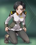  gundam gundam_seed haruyama_kazunori military military_uniform natarle_badgiruel pantyhose pencil_skirt skirt skirt_lift solo uniform 