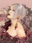  1girl earrings female isabella_valentine ivy jewelry lipstick lowres makeup silver_hair solo soul_calibur soulcalibur_iii 