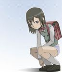  backpack bag brown_eyes brown_hair caryo dennou_coil lowres midori_boushi no_pants panties randoseru short_hair solo underwear vest 