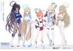  5girls ahoge akane_(blue_archive) alternate_costume arm_under_breasts asuna_(blue_archive) asymmetrical_bangs bare_shoulders bikini black-framed_eyewear black_gloves black_hair blonde_hair blue_archive blue_bikini blue_eyes blue_halo blue_leotard blue_ribbon blush boots braid breasts brown_eyes brown_hair brown_halo candy cleaning_&amp;_clearing_(blue_archive) cleavage closed_mouth clothes_writing commentary_request covered_navel dan_(kumadan) dark-skinned_female dark_skin detached_collar double_v dress earpiece elbow_gloves expressionless fingerless_gloves food full_body glasses gloves grin hair_between_eyes hair_over_one_eye hair_ribbon halo hand_on_own_arm high_heel_boots high_heels highleg highleg_leotard highres huge_ahoge jacket karin_(blue_archive) large_breasts leotard lollipop long_hair long_sleeves looking_at_viewer medium_breasts miniskirt mole mole_on_breast mole_under_eye multiple_girls multiple_views nail_polish navel neru_(blue_archive) off_shoulder open_mouth orange_hair pantyhose pencil_skirt pleated_skirt ponytail purple_halo race_queen red_eyes red_hair red_skirt ribbon short_hair short_sleeves shrug_(clothing) side_braid simple_background skirt small_breasts smile standing stomach strapless swimsuit tag thigh_boots thighhighs toki_(blue_archive) tube_top two-tone_skirt v very_long_hair white_background white_dress white_gloves white_jacket white_pantyhose white_skirt white_thighhighs yellow_eyes yellow_shrug 
