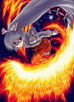  bangs fiery_wings fire fujiwara_no_mokou kasema_yukinari solo touhou wings 