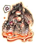 black_gravios blush ibukichi molten_rock monster_hunter personification solo 