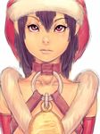  bell black_hair christmas fumio_(rsqkr) hat nose original red_eyes santa_costume santa_hat short_hair solo 