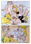 absurd_res anal anal_penetration anthro ball_grab balls bed bedroom belly biceps big_belly black_bracelet black_clothing black_nose black_underwear blizzard_entertainment blonde_hair blush blush_lines bodily_fluids bovid bovid_horn bovine bovine_horn bracelet brown_body brown_bracelet brown_clothing brown_fur brown_hair brown_underwear butt canid canine clothing comic comic_panel cow_horn dashfox dashthefox dialogue ebro english_text erection eyes_closed fellatio fill_(furryratchet) fingers fluffy fluffy_tail foursome fox fur furniture genitals green_kerchief group group_sex hair hand_on_head hand_on_shoulder heart_symbol hi_res horn humanoid_genitalia humanoid_penis jewelry kai_(dash_fox) kerchief long_hair long_tail male male/male male_penetrated male_penetrating male_penetrating_male mammal markings multicolored_body multicolored_fur musclegut muscular muscular_arms muscular_male mustelid nude on_bed onomatopoeia oral orgy otter overweight overweight_male pecs penetration penile penis plap plap_(sound) rodent sciurid sex sound_effects speech_bubble sweat sweatdrop tail tail_markings tauren text thick_penis thick_tail thinking thought_bubble traditional_media_(artwork) tree_squirrel underwear vein veiny_penis warcraft yellow_body yellow_fur