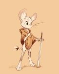 animancer bottomless clothed clothing dipodid fur green_eyes hi_res jerboa luck_(animancer) mammal melee_weapon poncho rodent sword weapon white_body white_fur