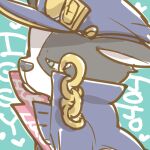  animal baseball_cap blue_eyes blue_gakuran blue_hat chain character_name clothed_animal commentary cosplay dog dog_nose expressionless from_side gakuran grey_fur hat heart high_collar iggy_(jojo) jojo_no_kimyou_na_bouken kujo_jotaro kujo_jotaro_(cosplay) lowres multicolored_fur no_humans school_uniform stardust_crusaders wain08 white_fur 