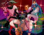  3boys absurdres ancient_egyptian_clothes animal_ears ansenro ass azur_lane battle_tendency blue_hair braid brown_horns cosplay gold gold_thighlet grey_hair highres holding holding_plate horns jackal_ears jojo_no_kimyou_na_bouken large_horns low_twin_braids maggiore_baracca_(azur_lane) maggiore_baracca_(azur_lane)_(cosplay) maggiore_baracca_(the_god_craves_punishment)_(azur_lane) marco_polo_(azur_lane) marco_polo_(azur_lane)_(cosplay) multiple_boys muscular muscular_male pelvic_curtain plate raffaello_(azur_lane) raffaello_(azur_lane)_(cosplay) raffaello_(protector_of_love_and_beauty)_(azur_lane) revealing_clothes twin_braids usekh_collar 