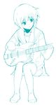  aqua bass_guitar blue highres instrument kita_high_school_uniform monochrome nagato_yuki school_uniform shichimenchou sketch solo suzumiya_haruhi_no_yuuutsu tissue_princess 