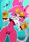 anthro arthropod_abdomen big_teeth bodily_fluids bottomless breasts clothed clothed_female clothing clothing_lift cyan_background domestic_rat drooling duo eyewear fangs featureless_crotch female female_focus genitals gesture ghost glasses gloves goommy_(goommymuffin) hair hair_over_eyes hand_gesture handwear hi_res huge_hips la_tiapat legs_together mammal mouse muffin_(goommymuffin) murid murine nerd nervous nervous_laugh nervous_smile nervous_sweat pink_body pink_clothing pink_hair pink_skin pussy raised_hips rat rat_tail rodent saliva short_hair simple_background sky slim slim_female small_breasts spirit spread_legs spreading sweat sweatdrop tail teeth tongue tongue_out topwear under_boob v_sign wearing_glasses wide_hips