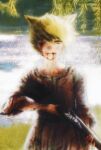  1girl animal_ears antique_firearm blonde_hair blood blood_from_mouth blood_on_arm blood_on_clothes blood_on_face blood_on_hands bruise bruise_on_chest bruise_on_face cat_ears cat_girl closed_mouth commentary cowboy_shot dot_nose double-barreled_shotgun english_commentary firelock flintlock forest grass gun highres holding holding_gun holding_weapon injury lake looking_at_viewer nature on_grass one_eye_closed original ranm12s short_hair shotgun sleeves_rolled_up solo swept_bangs water weapon yellow_eyes 