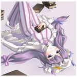  blush book bow hat iwasaki_takashi long_hair patchouli_knowledge pink_bow purple_eyes purple_hair ribbon solo touhou 