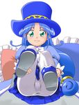  blue_hair cameltoe fushigiboshi_no_futago_hime green_eyes hat long_hair pantyhose rein solo youkan 