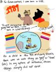 animal_humanoid anthro black_ears black_hands black_nose bottomwear brown_background brown_body brown_fur canid canid_humanoid canine canine_humanoid clothing controller dialogue ear_piercing eyebrows eyes_always_closed eyes_closed frown fur game_controller germany hi_res humanoid lesbian_pride_colors lgbt_pride male mammal mammal_humanoid p_rindustries p_rindustries_(p_rindustries) pants piercing pink_piercing pride_colors raccoon_dog shirt simple_background smile solo tail tail_motion tailwag talking_to_viewer tanuki tanuki_humanoid text thick_eyebrows topwear transgender_pride_colors whisker_spots