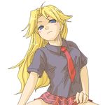  artist_request blonde_hair blue_eyes kimura_kaere long_hair lowres necktie oekaki sayonara_zetsubou_sensei skirt solo 