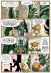5_fingers abs anthro black_eyebrows blue_eyes brown_eyes brown_nose canid canine cheek_tuft chest_tuft claws clothed clothing comic detailed_background dialogue dragon duo english_text eye_contact eyebrows eyes_closed facial_tuft farin finger_claws fingers fox fur geminisaint green_body green_claws green_scales half-closed_eyes heart_symbol hi_res horn inside kissing looking_at_another looking_at_partner male male/male mammal markings membrane_(anatomy) membranous_wings muscular muscular_male mythological_creature mythological_scalie mythology narrowed_eyes nipples open_mouth partially_clothed scales scalie sekk&#039;ral skinny speech_bubble teeth text tongue tuft wings