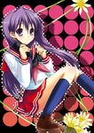  hiiragi_kagami lucky_star pink_neckwear purple_hair ryouou_school_uniform sakura_hanpen school_uniform serafuku socks solo 