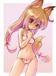  animal_ears bare_shoulders bra brown_hair copyright_request cowboy_shot fox_ears fox_tail katahira_masashi lingerie panties red_eyes solo stomach tail twintails underwear underwear_only 