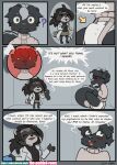 absurd_res anthro asylum blush clothed clothing comic diaper english_text erection esmeralda_kingsley female hi_res hospital male mammal medical mephitid padded_room procyonid raccoon restraints skunk straitjacket text the_padded_room theodore_reed wearing_diaper