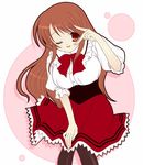  asahina_mikuru breasts huge_breasts long_hair maid one_eye_closed pantyhose solo suzumiya_haruhi_no_yuuutsu takenaka_hisato 