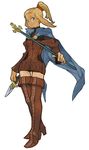  artist_request blonde_hair blue_eyes boots cape dagger dual_wielding final_fantasy final_fantasy_tactics high_ponytail holding miniskirt ponytail skirt solo thigh_boots thighhighs valmafra_lenande wand weapon 