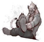 anthro barefoot cat_tail claws clothed clothing feet final_fantasy foot_fetish kredri male male/male paws rodan_(toho) soles solo square_enix toes toho