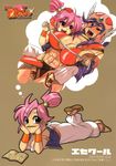  armor artist_name bikini_armor blush breasts cleavage dragon_quest dragon_quest_iii esecool female_pervert helmet highres huge_breasts imagining merchant_(dq3) multiple_girls muscle muscular_female pencil pencil_mustache pervert pink_hair purple_hair soldier_(dq3) sweat tape_measure yuri 