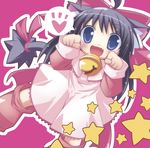 animal_ears bell black_hair blue_eyes cat_ears copyright_request hirose_madoka solo tail 