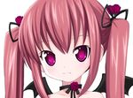  :3 alternate_hair_color bat_wings choker face hair_ribbon kiira kooh long_hair lowres pangya pink_hair purple_eyes ribbon smile solo twintails wings 